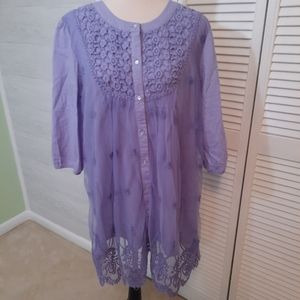 Boutique lilac cotton lace boho dress large *W